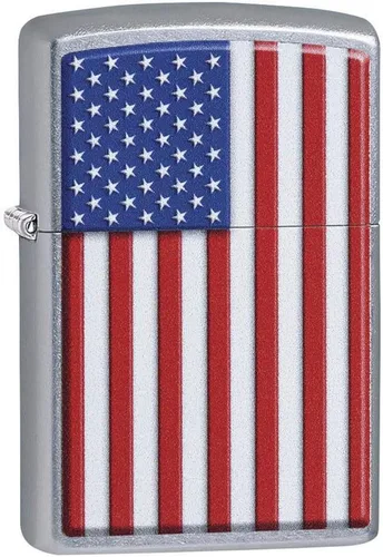 Miniatura 16 de Zippo encendedores con la bandera de EE. UU. Cromado