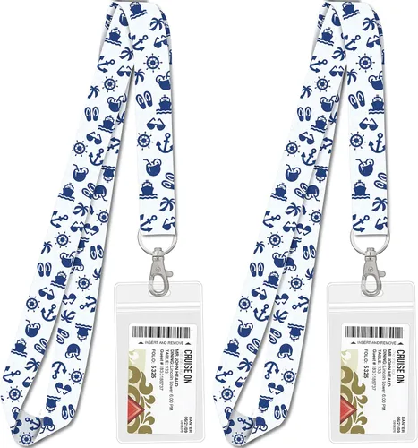 Cruise On Cordones para tarjetas de crucero (paquete de 2) en 2026 y 2027, cordón de crucero con soporte para identificación, tarjeta de Blanco