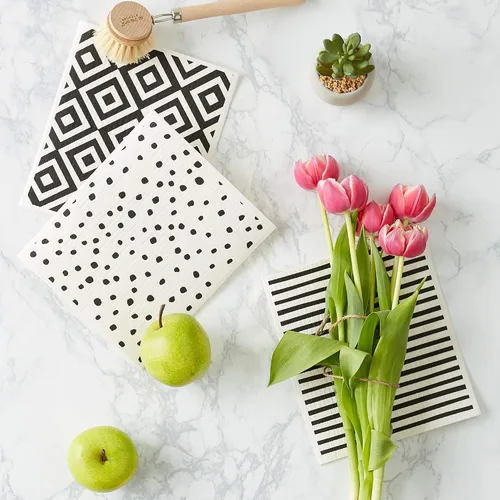 Miniatura 4 de DII Paños suecos para cocina y limpieza, reutilizables, lavables a máquina y aptos para lavavajillas, biodegradables, 7.75 x 6.75 pulgadas, blanco