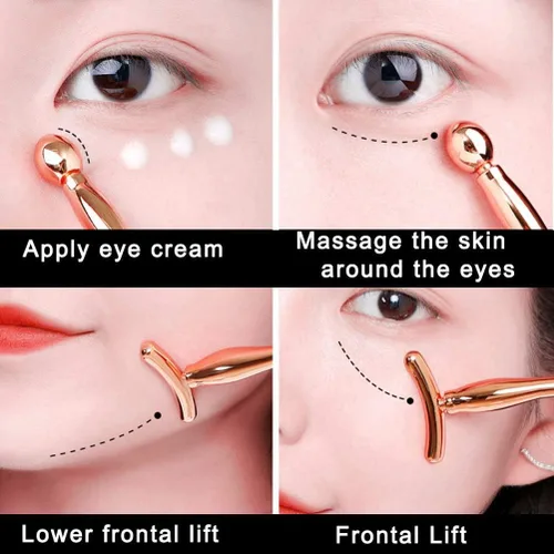 Miniatura 6 de 2 piezas de aplicador de crema para ojos de metal, rodillo facial masajeador, varita de masaje para ojos, mujeres y niñas, masajeador facial