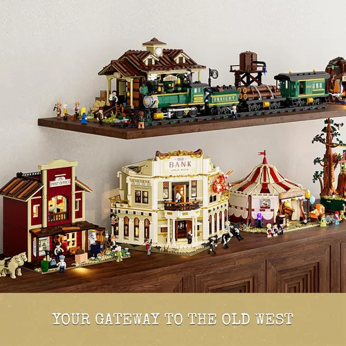 Miniatura 6 de Lumibricks Western Bank Heist Lighting - Juego de ladrillos de construcción – Wild West Outlaw Gold Heist 2875 piezas colección juego de exhibición