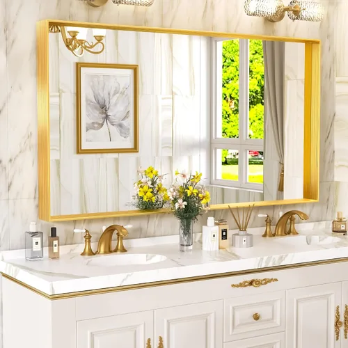 Miniatura 9 de Suidia - espejo de baño, espejo de pared de 60 x 36 pulgadas con marco de metal, espejo de tocador de baño para sala de estar, dormitorio, baño