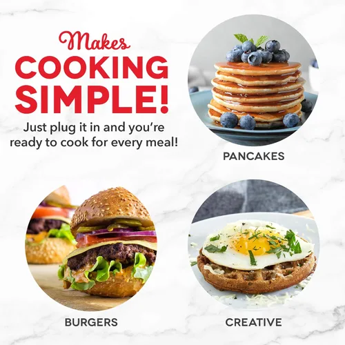 Miniatura 7 de DASH Mini Máquina para Hacer Waffles + Plancha, Paquete de 2 Máquina para Waffles + Plancha - Rojo