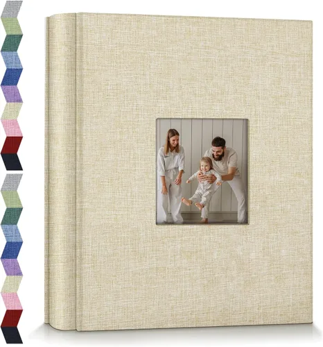 Miniatura 41 de Álbum de fotos popotop 4x6 - 100 fotos, libros de fotos con 100 bolsillos verticales, álbumes con cubierta de lino para fotos familiares, de boda