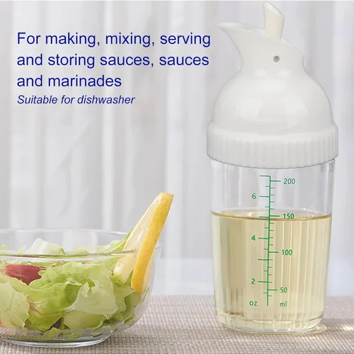 Miniatura 3 de GLOGLOW Botella agitadora de aderezo de ensalada, 6.8 fl oz, contenedor para preparar ensaladas, para evitar fugas, tarro de aderezo para ensaladas
