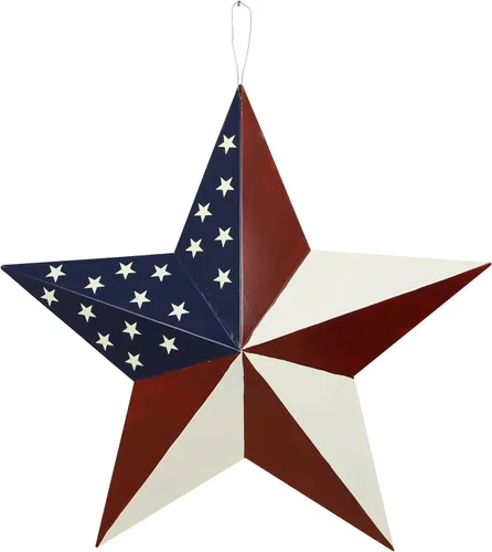 Miniatura 7 de Decoración patriótica de pared de metal con estrella de granero para interiores y exteriores, decoración primitiva, adornos de estrella para el 4