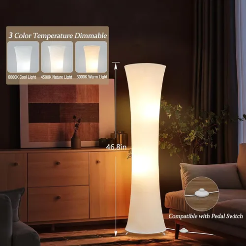 Miniatura 2 de GyroVu Lámpara de pie de 46 pulgadas para sala de estar, lámpara de pie LED ajustable con temperatura de color, lámpara de pie de columna, lámpara