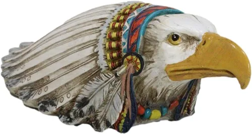 Ebros Gift Wildlife Native Animal Spirit Rústico Águila calva con colorido tocado de jefe indio Piggy Coin Money Bank Jar Figurine