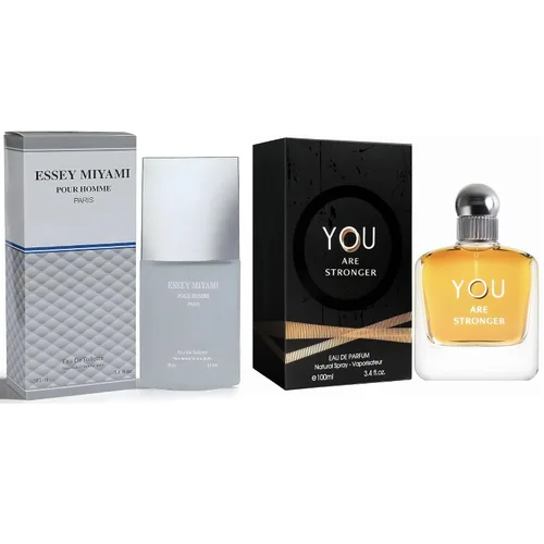 Miniatura 31 de Set de regalo de perfume para hombre, EDP, paquete de 2 (3.4 oz / 3.4 fl oz cada uno), Amazing Code Gold, AQUA DE EP BLUE, ámbar picante y azul