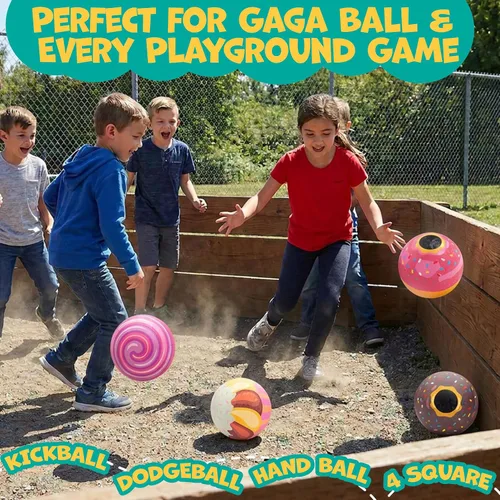 Miniatura 3 de SCS Direct Gaga Ball - Pelotas para patio de recreo (8.5 pulgadas) con bomba de aire, paquete de goma duradera para recreo, dodgeball, kickball