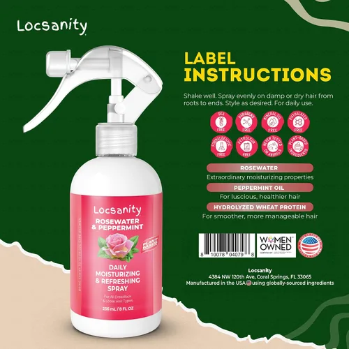 Miniatura 7 de Locsanity Spray hidratante diario de agua de rosas y menta, tamaño de prueba, spray hidratante para rastas, para nutrir el cuero cabelludo