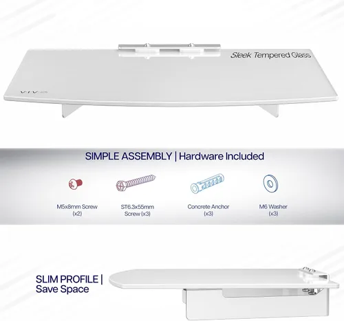 Miniatura 4 de VIVO, estante flotante de vidrio templado de pared para reproductor de DVD, audio, consolas de videojuegos, dispositivos de transmisión (MOUNT-SF011)