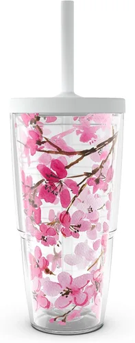 Miniatura 18 de Vaso térmico japonés de flor de cerezo de 24 onzas con tapa Clásico
