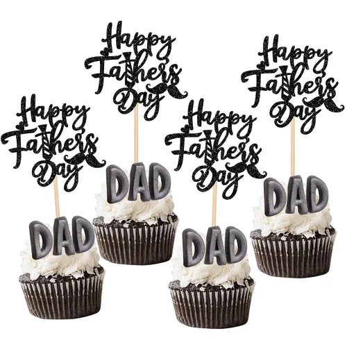 Miniatura 14 de 24 adornos para cupcakes con purpurina para el Día del Padre, con purpurina, corazón, amor, padre, mejor papá, decoración de cupcakes para feliz día