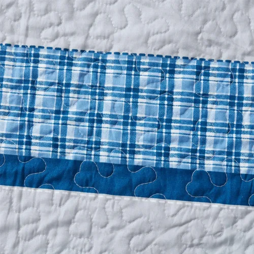 Miniatura 5 de Legacy Decor Colcha reversible de 3 piezas, diseño de retazos azules y blancos, microfibra ultra suave, tamaño individual