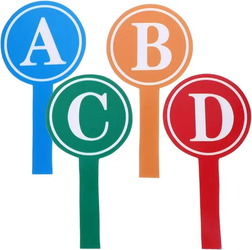 NUOBESTY 4 unids Respuesta paleta de borrado en seco marcador de espuma marcador de votación ABCD tablero de paletas individuales borrables tablas