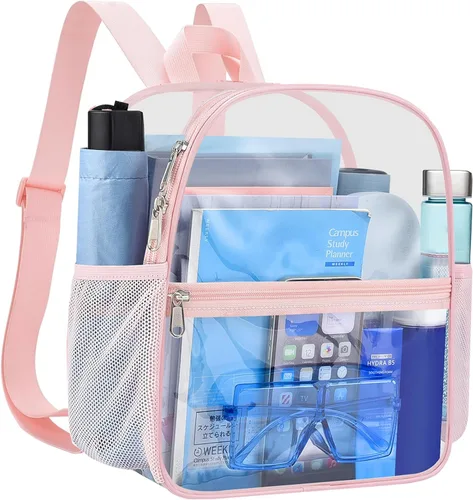 Miniatura 11 de Busiuw Mochila Transparente para Eventos de Estadio 12x12x6 Mini Pequeñas Mochilas Deportivas para Fanáticos, Aguamarina