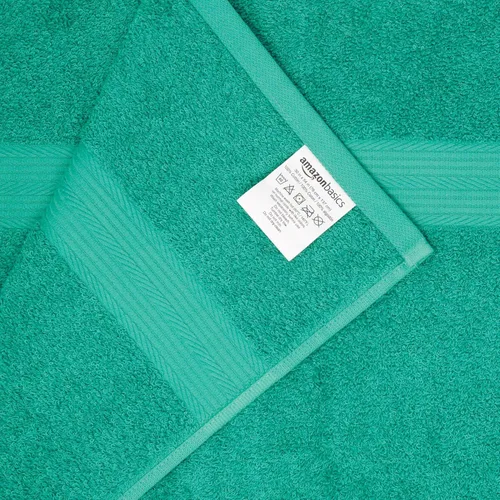 Miniatura 3 de Amazon Basics Juego de 6 toallas de gran tamaño resistentes a la decoloración, 100% algodón, altamente absorbentes, suaves, color verde azulado, 2