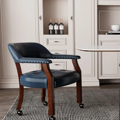 Miniatura 25 de Silla de comedor con ruedas, sillas de capitán con rodillos, juegos de dinette, sillas de póquer con ruedas, mesa de cocina, sillas rodantes, silla