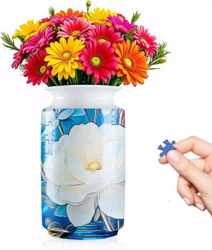 Miniatura 11 de Jarrón de rompecabezas 3D para adultos, 162 piezas de plástico curvado único, regalo de inauguración de la casa para arreglos florales y decoración