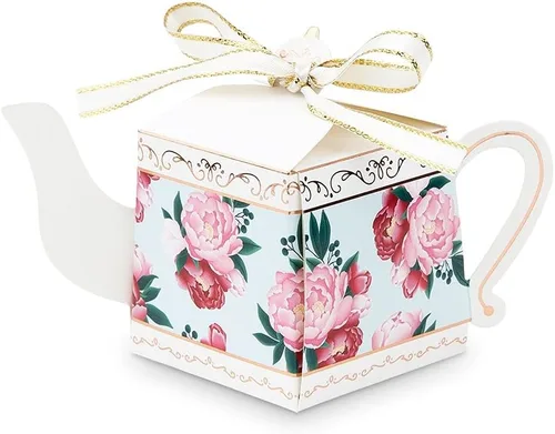 Miniatura 7 de Cajas de papel de regalo de boda de forma única, hoja de palmera, juego de 10