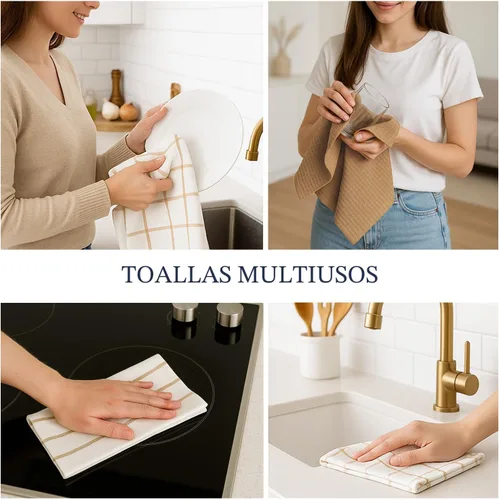 Miniatura 6 de LANE LINEN Juego de 6 paños de cocina de algodón para secar platos, 18 x 28 pulgadas, absorbentes, de secado rápido, color beige 07: Amarillo