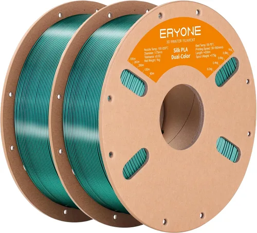 Miniatura 44 de ERYONE Filamento de ácido poliláctico (PLA) de seda bicolor para impresora 3D, de 1.75 mm +/- 0.03 mm, carrete de cartón de 1 kg (2.2 libras)