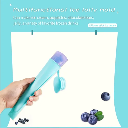 Miniatura 3 de 6 moldes para paletas de hielo, moldes de silicona para niños, tubos reutilizables para congelador, molde multicolor para paletas de hielo, máquina