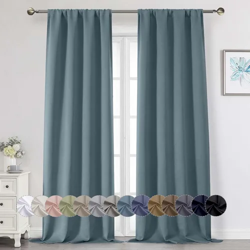 Miniatura 226 de Cortinas opacas para dormitorio, sala de estar, juego de 2 paneles de 54 pulgadas de largo, cortinas de oscurecimiento de habitación con aislamiento