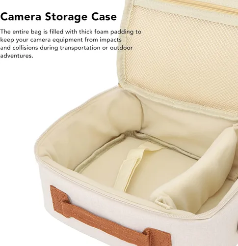 Miniatura 4 de KIMISS Bolsa de transporte para cámara, estuche de almacenamiento para cámara de gran capacidad, acolchado grueso, correa ajustable, funda de cámara
