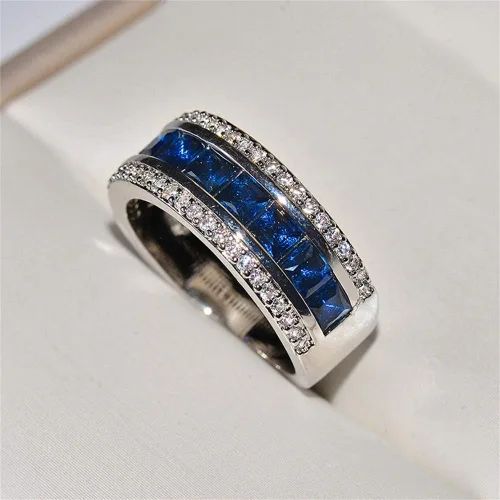 Miniatura 2 de AZQ TZ.1 - Anillo de compromiso de boda de compromiso de eternidad para mujer, chapado en oro de 18 quilates, con circonita cúbica, clásico