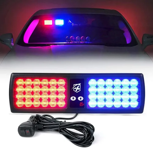 Miniatura 16 de Xprite - Luces estroboscópicas Amber de 48 LED para visor, luces interiores de parabrisas y protector solar, luces de advertencia de peligro