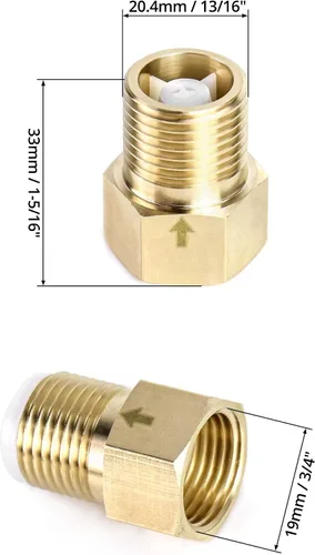Miniatura 6 de QWORK Válvula de retención unidireccional de latón, hembra de 1/2" a rosca macho de 1/2" de prevención de reflujo