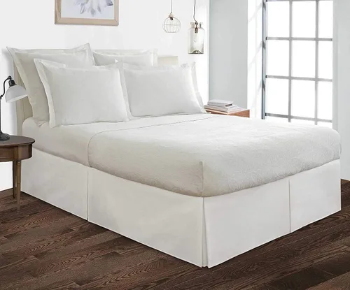 Miniatura 15 de Cotton Delight Falda de cama tamaño Queen 100% tela de mezcla de algodón, ajuste a medida de alta calidad, 1 falda de cama tamaño Queen de 12 Negro