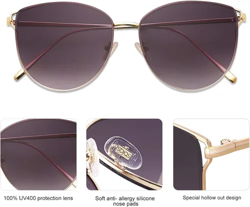 Miniatura 5 de SOJOS SJ1085 - Lentes de sol planos con espejo para mujer
