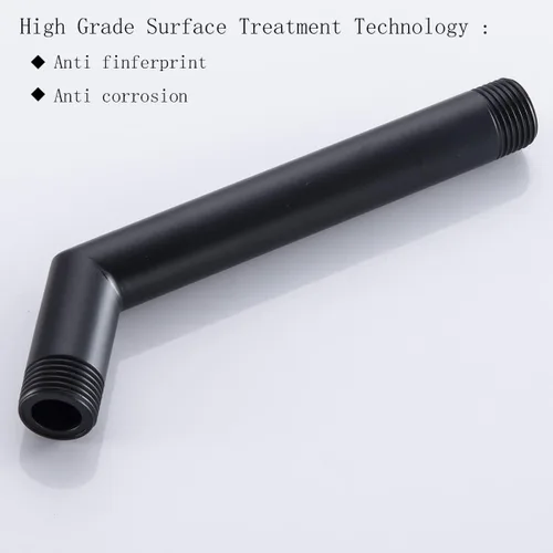 Miniatura 7 de Brazo de ducha de 6 pulgadas, extensión de cabezal de ducha negro mate con escudo a juego, conexión estándar de 1/2 pulgada 6″ Negro Mate
