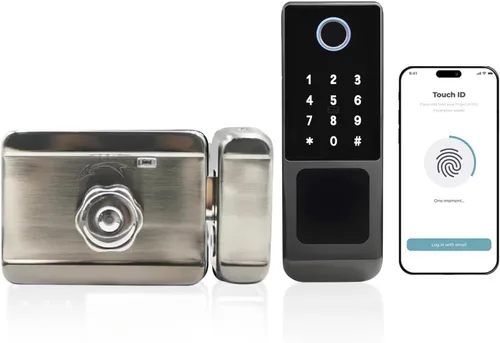 Cerradura inteligente de puerta de 5 en 1: tacto con huella dactilar, aplicación remota Tuya, teclado PIN, tarjeta IC y llave | Cerradura de borde
