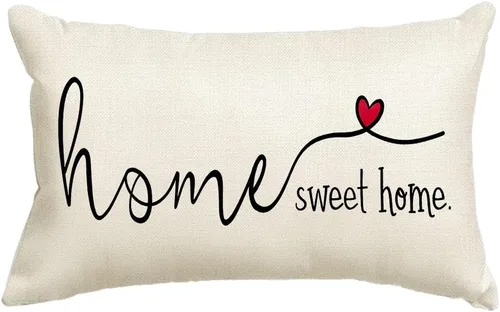 Miniatura 13 de RABUSOFA Home Sweet Home - Fundas de almohada con citas, 18 x 18 pulgadas, decoración de granja, corazón rojo, funda de cojín decorativa para sofá