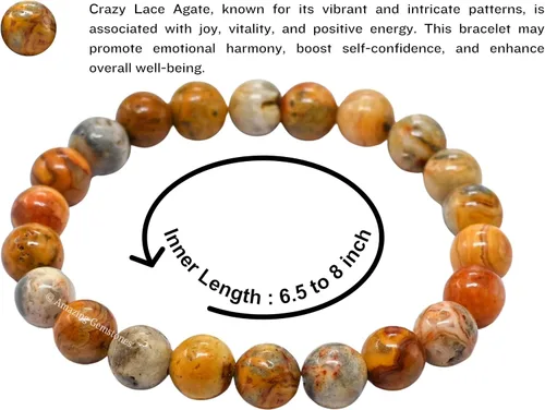 Miniatura 276 de Amazing Gemstone Pulsera de cristal para mujeres y hombres, pulsera de cristal curativo de protección, pulsera elástica con cuentas de piedras
