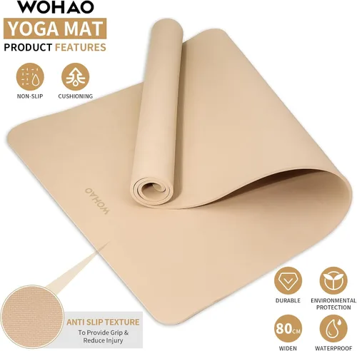 Miniatura 2 de Extra Wide & Thick 8mm Yoga Mat, 72"x31.5" Large Non Slip Exercise Mat, Premium POE Material for Superior Cushioning & Stability, with Strap for
