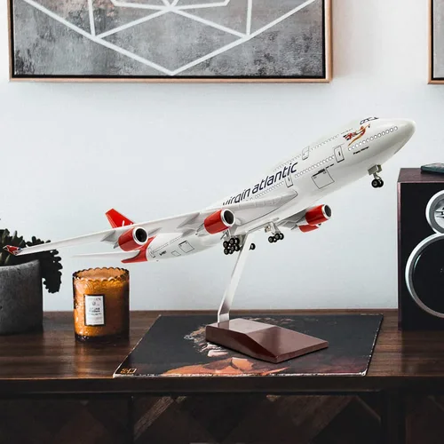 Miniatura 8 de 24-Hours 18" modelo a escala 1:130 Jet British Airways Virgin B747 Kits de aviones modelo pantalla avión fundido a presión con luz LED