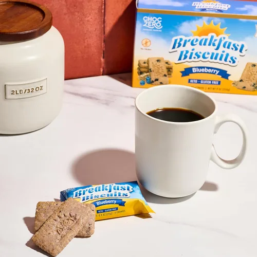 Miniatura 5 de ChocZero Galletas de desayuno de arándanos, sin azúcar añadido, keto y sin gluten, galletas de aperitivos con alto contenido de fibra, 30 por caja
