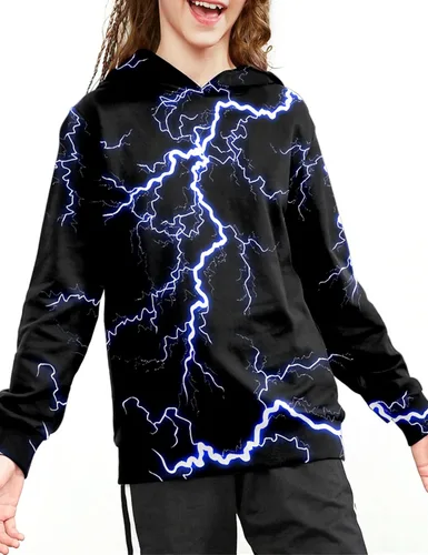 Miniatura 4 de Linnhoy Sudaderas con capucha para niños y niñas con estampado digital 3D de 6 a 15 años