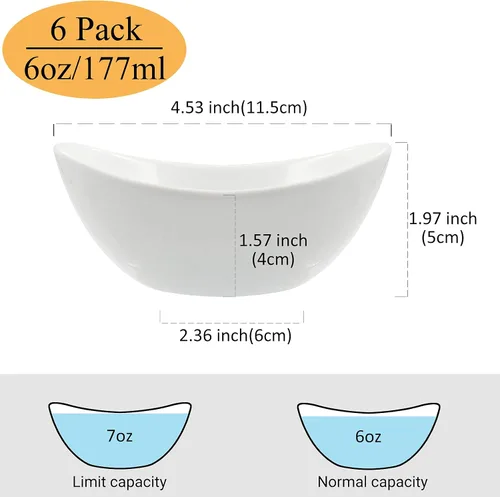Miniatura 2 de Juego de 6 cuencos de cerámica para helados, platos pequeños para salsa, platos de cerámica para postres, buenos para salsa de tomate, soja