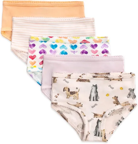 Burt's Bees Baby Ropa interior para niñas pequeñas, bragas de algodón orgánico, sin etiquetas, paquete de 5
