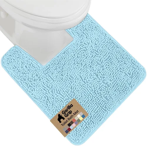 Miniatura 68 de Gorilla Grip - Tapete de baño afelpado, absorbente, peludo, de felpilla, para base de inodoro cuadrada, reverso de goma, suave, de microfibra, claro
