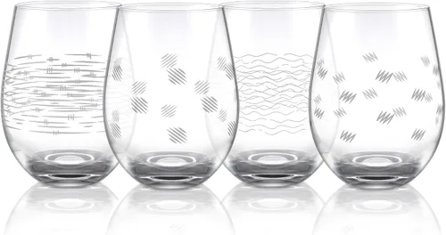 Miniatura 9 de Joeyan Vasos de Vidrio para Beber Grabados Soplados a Mano, Vasos de Agua de Vidrio Transparente con Patrón Floral, Juego de Cristalería Tumbler