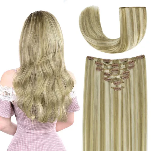 Miniatura 37 de Extensiones de cabello humano Remy de 12 pulgadas con clip para mujer, extensiones de cabello humano sedoso y liso, 1.76 onzas, 4 piezas