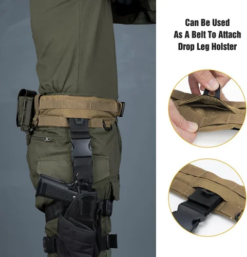 Miniatura 4 de IDOGEAR Cinturón táctico MOLLE cinturón militar modular Rigger's Belt Cinturón de combate ajustable con cinturón interior y cinturón exterior Set