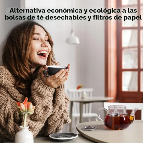 Miniatura 5 de Paquete de 2 coladores de té Reinmoson para té suelto, infusor de té de malla extrafina, acero inoxidable 304 y tapa roscada delgada actualizada, té